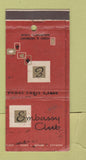 Matchbook Cover - Embassy Club Gardena CA poker Cards WORN 30 Stick