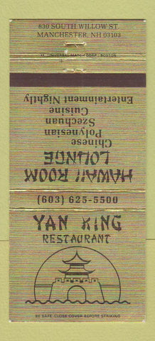 Matchbook Cover - Yan King Rstaurant Manchester NH 30 Strike