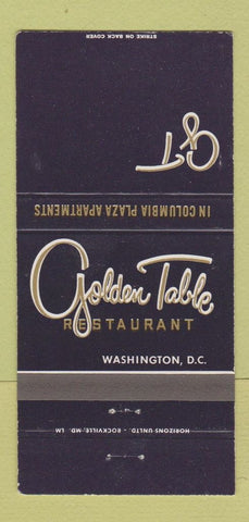 Matchbook Cover - Golden Table Restaurant Washington DC 30 Strike