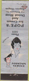 Matchbook Cover - Pope's Ice Cream Eugene OR deco girlie