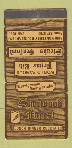Matchbook Cover - Sherwood Forest Restaurant San Jose CA WEAR 30 Strike