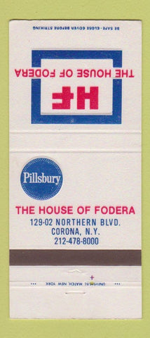 Matchbook Cover - House of Fodera Pillsbury Corona NY 30 Strike
