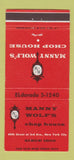Matchbook Cover - Manny Wolf's Chop House New York City 30 Strike