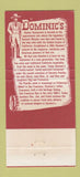 Matchbook Cover - Dominic's Harbor Restaurant San Rafael CA 30 Strike
