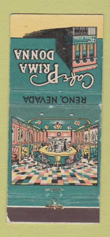 Matchbook Cover - Cafe Prima Donna Reno NV WEAR 21 Strike Feature