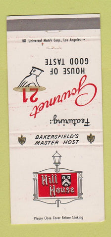 Matchbook Cover - Hill House Restaurant Bakersfield CA WEAR 30 Strike