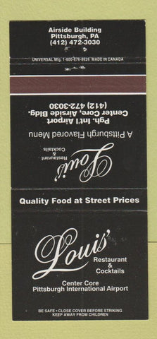 Matchbook Cover - Louis' Restaurant Pittsburgh PA 30 Strike