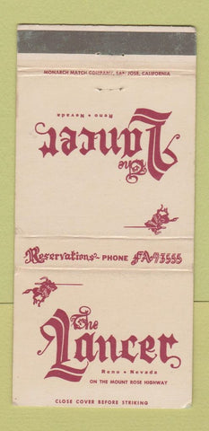 Matchbook Cover - The Lancer Reno NV WEAR 30 Strike