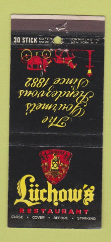 Matchbook Cover - Luchow's Restaurant New York City 30 Stick