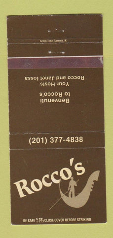 Matchbook Cover - Rocco's Restaurant Italian Madison NJ 30 Strike