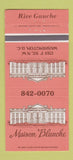Matchbook Cover - Maison Blanche Washington DC 30 Strike