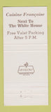 Matchbook Cover - Maison Blanche Washington DC 30 Strike