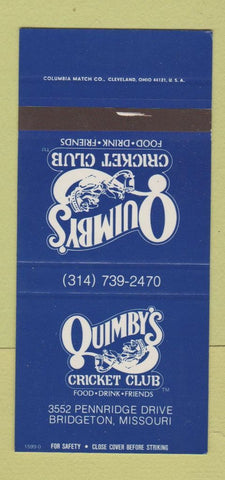 Matchbook Cover - Quimby's Cricket Club Bridgeton MO 30 Strike