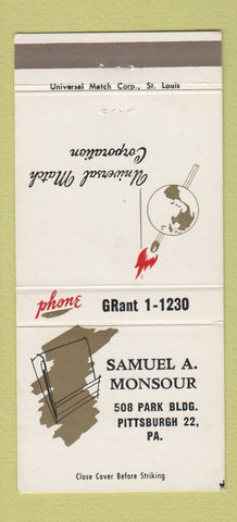 Matchbook Cover - Universal Match Corp Samuel Monsour Pittsburgh PA 30 Strike