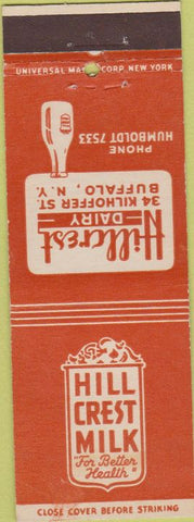 Matchbook Cover - Hillcrest Dairy Milk Buffalo NY