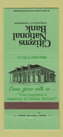 Matchbook Cover - Citizens National Bank Pascagoula MS 30 Strike