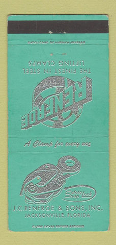 Matchbook Cover - Renfroe Steel Lifting Clamps Jacksonville FL 30 Strike