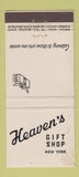 Matchbook Cover - Heaven's Gift Shop New York City? NY WEAR 21 Strike Feature