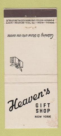 Matchbook Cover - Heaven's Gift Shop New York City? NY WEAR 21 Strike Feature