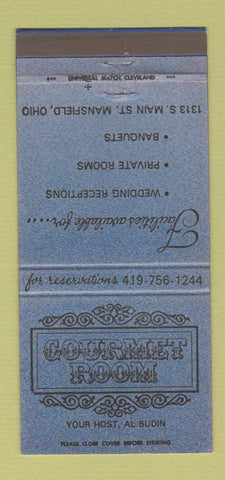 Matchbook Cover - Gourmet Room Mansfield OH restaurant Al Budin 30 Strike