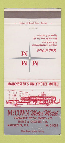 Matchbook Cover - McCown Motor Motel Manchester NH WEAR 30 Strike