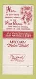 Matchbook Cover - McCown Motor Motel Manchester NH WEAR 30 Strike