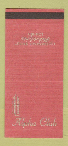 Matchbook Cover - Alpha Club Philadelphia PA 30 Strike