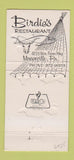 Matchbook Cover - Birdie's Restaurant Monroeville PA 30 Strike
