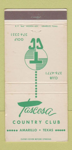 Matchbook Cover - Tascosa Country Club Amarillo TX WEAR 30 Strike