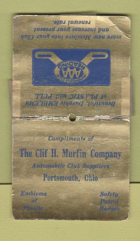 Matchbook Cover - AAA Reading PA Auto Club Portsmouth OH WORN TAPED Pullmatch