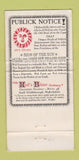 Matchbook Cover - Olde Hell's Blazes South Middleborough MA WEAR 30 Strike