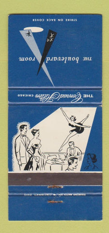 Matchbook Cover - Boulevard Room Conrad Hilton Hoel Chicago IL WEAR 30 Strike