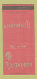 Matchbook Cover - Raspono's Restaurant Tarzana CA Italian 30 Strike