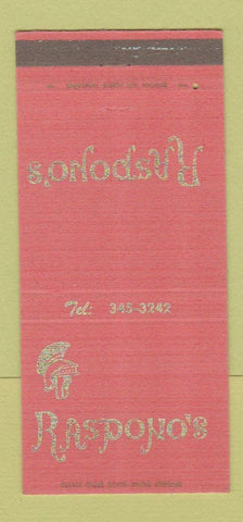 Matchbook Cover - Raspono's Restaurant Tarzana CA Italian 30 Strike
