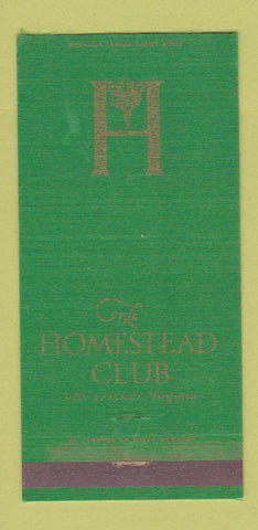 Matchbook Cover - Homestead Club Hot Springs VA 30 Strike