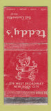 Matchbook Cover - Teddy's New York City POOR 30 Stick