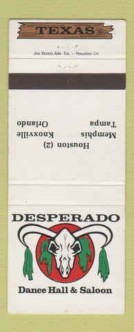 Matchbook Cover - Desperado Dance Hall Houston Tampa Orlando Memphis