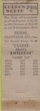 Matchbook Cover - 7-11 Regal Clothing Dice WEAR