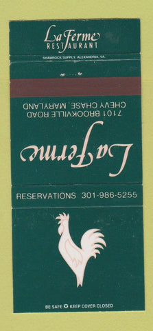 Matchbook Cover - La Ferme Restaurant Chevy Chase MD rooster WEAR 30 Strike