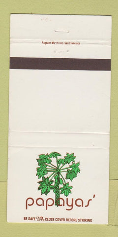 Matchbook Cover - Papayas'  30 Strike
