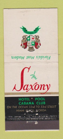 Matchbook Cover - Saxony Hotel Miami Beach FL 21 Strike Feature
