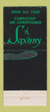 Matchbook Cover - Saxony Hotel Miami Beach FL 21 Strike Feature