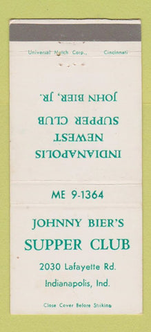 Matchbook Cover - Johnny Bier's Supper Club Indianapolis IN 30 Strike