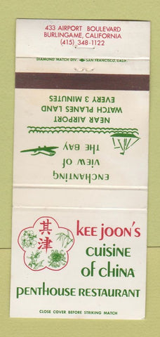 Matchbook Cover - Kee Joon's Chinese Restaurant Burlingame CA WEAR 30 Strike
