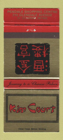 Matchbook Cover - Kim Court Chinese St Catharines ON 30 Strike