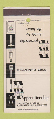 Matchbook Cover - Apprenticeship San Diego CA WORN 30 Strike
