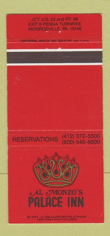 Matchbook Cover - Al Monzo's Palace Inn Monroeville PA 30 Strike