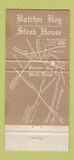 Matchbook Cover - Butcher Boy Steak House North Andover MA 30 Strike
