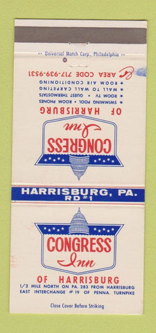 Matchbook Cover - Congress Inn Harrisburg PA WEAR 30 Strike