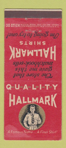 Matchbook Cover - Hallmark Men's Shirts Clothes WEAR 30 Stick